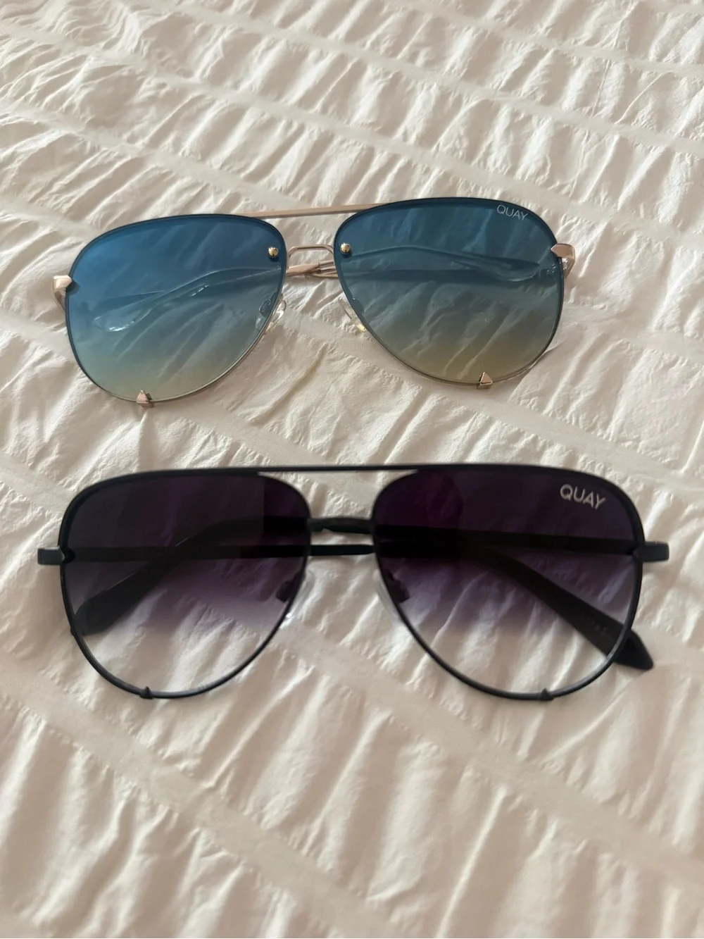 Quay Aviator Sunglasses Duo - Blue Gradient & Black Gradient Lenses